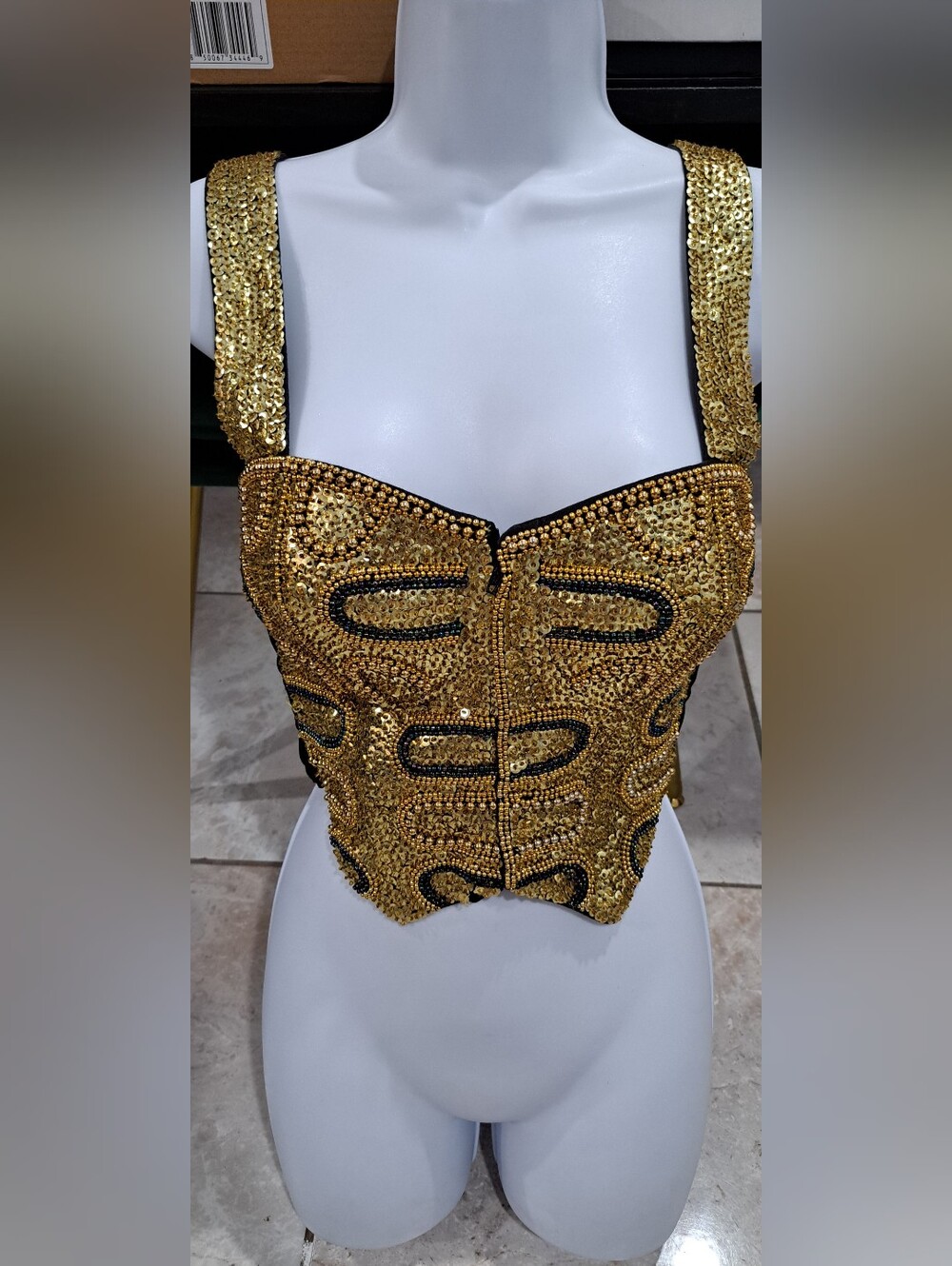 Valette Gold Sequin Embellished Corset Camisole
